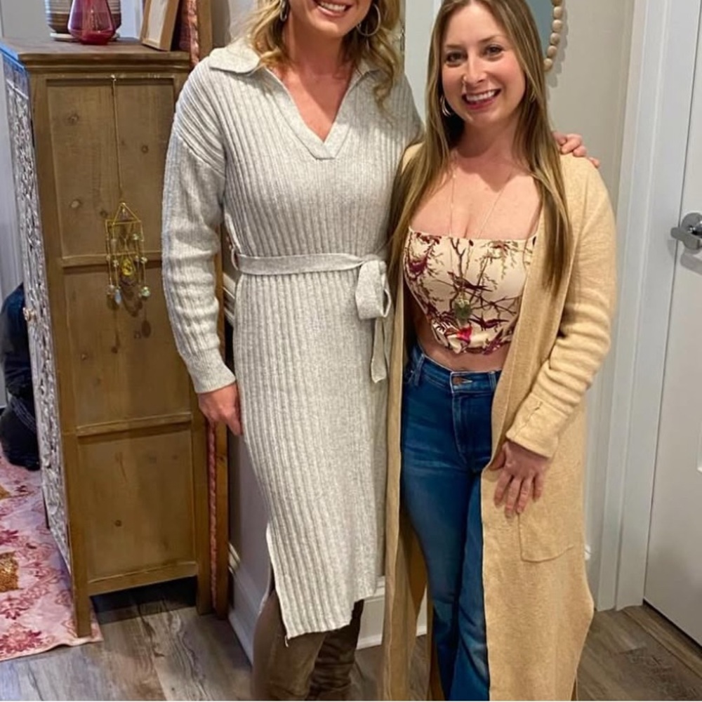 Women's Cream Long Cardigan Sweater